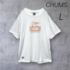 【CHUMS】ロゴプリント 半袖 Tシャツ ブランド刺繍 シンプル 伸縮素材 L