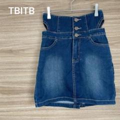 TBITB 【S】デニムミニスカート ハイウエスト　サイドカットアウト　綿混