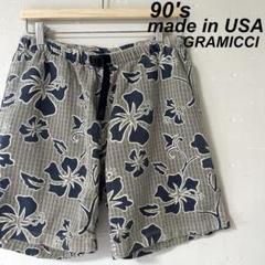 USA製 古着 90's グラミチ 総柄 ショートパンツ シアサッカー