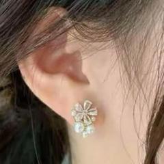 【イヤリングタイプ】パール クリスタル ジルコニア 上品