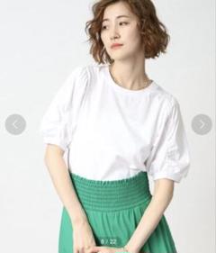 grove ギャザーボリュームスリーブプルオーバー　カットソー　白Tシャツ