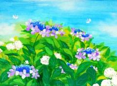 【紫陽花が咲く頃】アクリル画 F3 風景画 絵画 紫陽花が咲く頃】アクリル画 F3 風景画 絵画 絵画