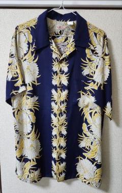 SUNSURF アロハシャツ 白・黄色フラワー　ボーダー柄