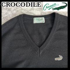 CROCODILE クロコダイル 黒 Vネックセーター ゴルフ 長袖 シンプル