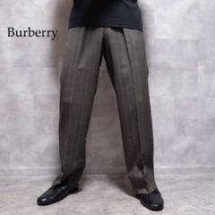 Burberry チェック デザイン 2タック ワイドスラックスパンツ