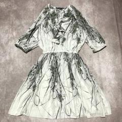 ソブ　Sov. (F) シフォンワンピース　フリル　フレア　Aライン　総柄　膝丈