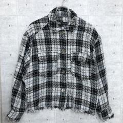 ZARA 海外ガール アーバン 古着 ツイード チェック柄 オーバーシャツ