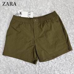 新品未使用 ZARA メンズ ショートパンツ シアサッカー素材 L カーキ