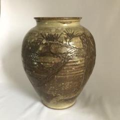 笠間焼　陶秀作　鉄砂層製紋壺 笠間焼 陶秀作 鉄砂層製紋壺
