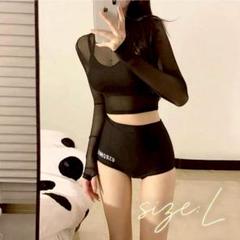 セパレート 水着 長袖 ブラック セパレート ラッシュガード スタイリッシュ L