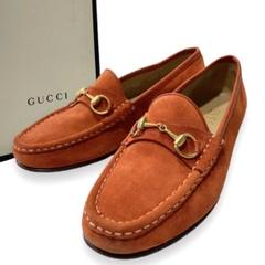 グッチ　GUCCI ホースビットローファー　スエード　オレンジ　37C グッチ GUCCI ホースビットローファー スエード オレンジ 37C