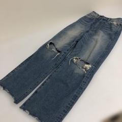 EMODA エモダ　ハイウエストダメージパンツ　ダメージワイドパンツ　Sサイズ