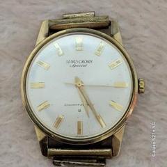 SEIKO 手巻き時計 Crown 21jewels ゴールド針14KGF／SS
