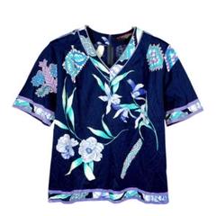 マカ95 超美品 レオナール 半袖カットソー Vネック 花柄 Lサイズ