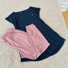 ヨガセットアップ♥︎ウィッテム♥︎【M】ピンク紺初心者コーデ ピラテス フィットネス