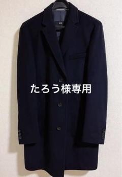 訳有　HUGO BOSS ネイビー ウール スタンドカラーコート♪ 訳有HUGO BOSS ネイビー ウール スタンドカラーコート♪