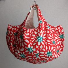 SummerSale☆花柄エコバッグ 赤と白☆ハンドメイド