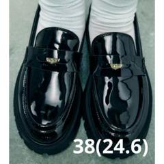 新品＊ZARA トラックソール ローファー コイン ブラック 38