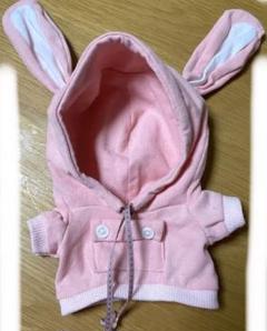 推し★ぬい服パーカー★ウサギ耳付きピンクフード