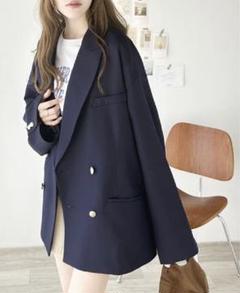 【未使用】ORIHICA ダブル ブレザー 金ボタン ネイビー L イージーケア』LIFE STYLE TAILOR ストレッチオックスメタル