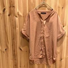 【ルスーク】ブラウス　半袖　トップス　綺麗め　オフィス　レディース　オレンジ系