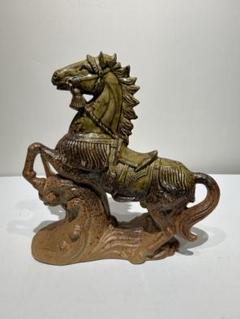 旧蔵　元時代の五彩　馬に乗って主人を救う 陶器　時代物　置物　古美術 縁起物 旧蔵 元時代の五彩 馬に乗って主人を救う 陶器 時代物 置物