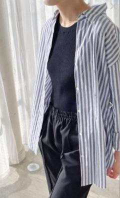 フレームワークスspick&span　新品 緑と白のストライプリネン 長袖シャツ 2025年最新】spick and spanストライプシャツの人気アイテム