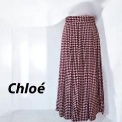 美品 Chloé クロエ フレアロングスカート 幾学模様 プリーツのサムネイル