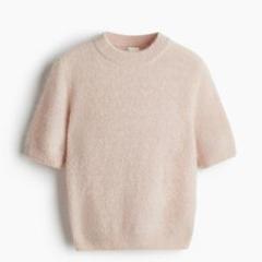 H&M モヘアブレンドトップス ライトダスティピンク 半袖ニット