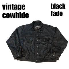 【激レア】FIRST Genuine Leather レザーライダースジャケット 古着本革ブラックレザーライダースジャケット【FIRST Genuine