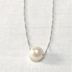 パールネックレス K18 WG あこや貝 本真珠 ホワイトゴールド 18K