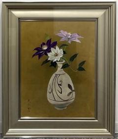 羽石光志　「鉄仙花」　P10号　額縁入り　額縁箱付き 羽石光志「鉄仙花」P10号額縁入り額縁箱付き