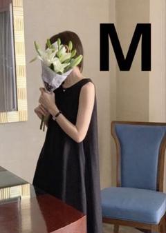 レディースワンピース ロング バッグデザイン ノースリーブ M