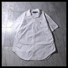 ラルフローレン コットン ブロード ポプリン BDシャツ 半袖 白 刺繍ロゴ POLO RALPH LAUREN - ラルフローレン コットン ブロード