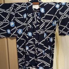 有松絞り　浴衣　波に千鳥