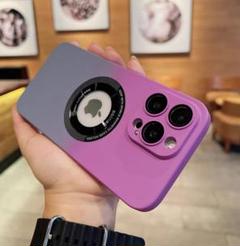 おしゃれな色の組み合わせ　iphone14proケース 紫＋グレー