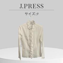 J.PRESS フリル ストライプシャツ サイズ9 薄手　オフィス