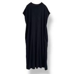 無印良品　フレンチスリーブカットソーワンピース　黒　クルーネック　M〜L