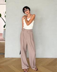 新品SeaRoomlynn パウダリーツイルダブルヘムパンツ ライトモカM