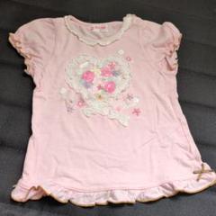 Mezzi Piano ピンク フリル袖 Tシャツ