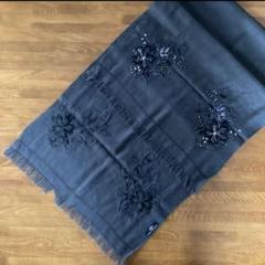 美品　ターラブランカ　ストール　刺繍　ビーズ　チャコールグレー NEW GEOMETRIC 薄手ウール&シルク 手刺繍ストール (オフブラック