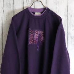海外古着　TOP STITCH　ビーズ刺繍プリント　レイヤード襟　スウェット