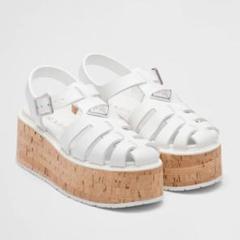 PRADA プラダ モノリス ブラッシュドレザー サンダル レディース