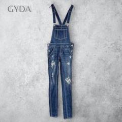 【GYDA ジェイダ】　デニムサロペット　スキニーパンツ　ダメージ　洗える　XS