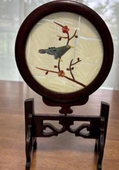 鳥と花の装飾 陶器プレート