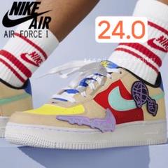 【新品24cm】NIKE エアフォース１GS ベージュ/レッド/イエロー/ブルー