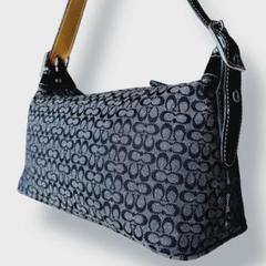 美品✨ コーチ ミニシグネチャー アクセサリーポーチ ネイビー　ワンショルダー