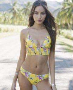 Alexiastam 水着　セットアップ　イエロー 美品）ALEXIA STAM 花柄イエロービキニ セパレート水着 - メルカリ