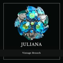 レアストーン☆JULIANA☆ギブレ&モールデッドガラス☆フラワーブーケブローチ レアストーン☆JULIANA☆ギブレ&モールデッドガラス☆フラワー
