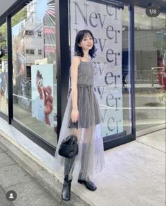 カスタネ キャミワンピース チュール シアー フレア Aライン 透け感 美品
